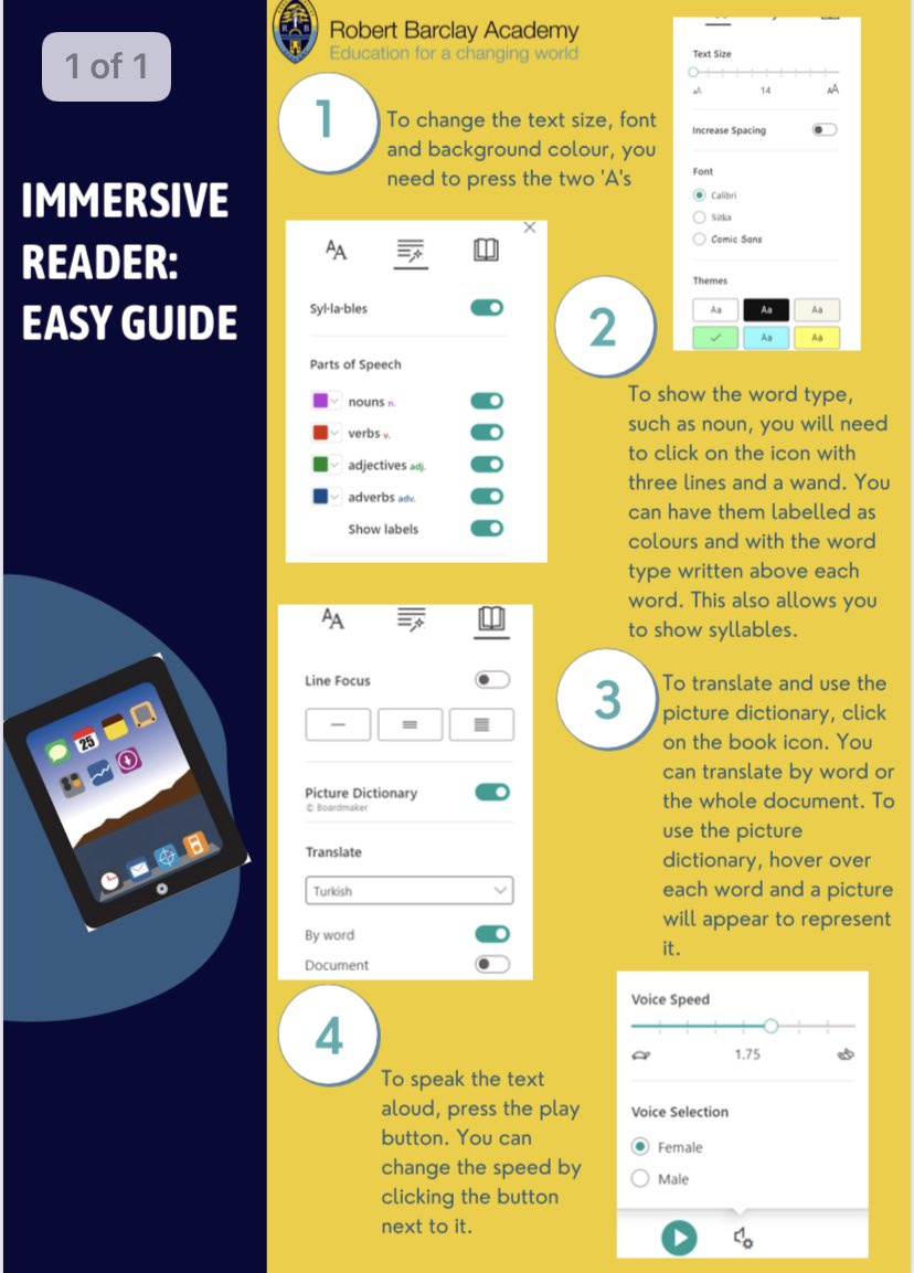 A summary of mine and <a href="/MrsWill_RBA/">Rachel Williams</a> session on improving literacy through a transformative iPad lesson on Immersive Reader <a href="/MicrosoftEDU/">Microsoft Education</a> <a href="/RBAcad/">Robert Barclay Academy (RBA)</a>