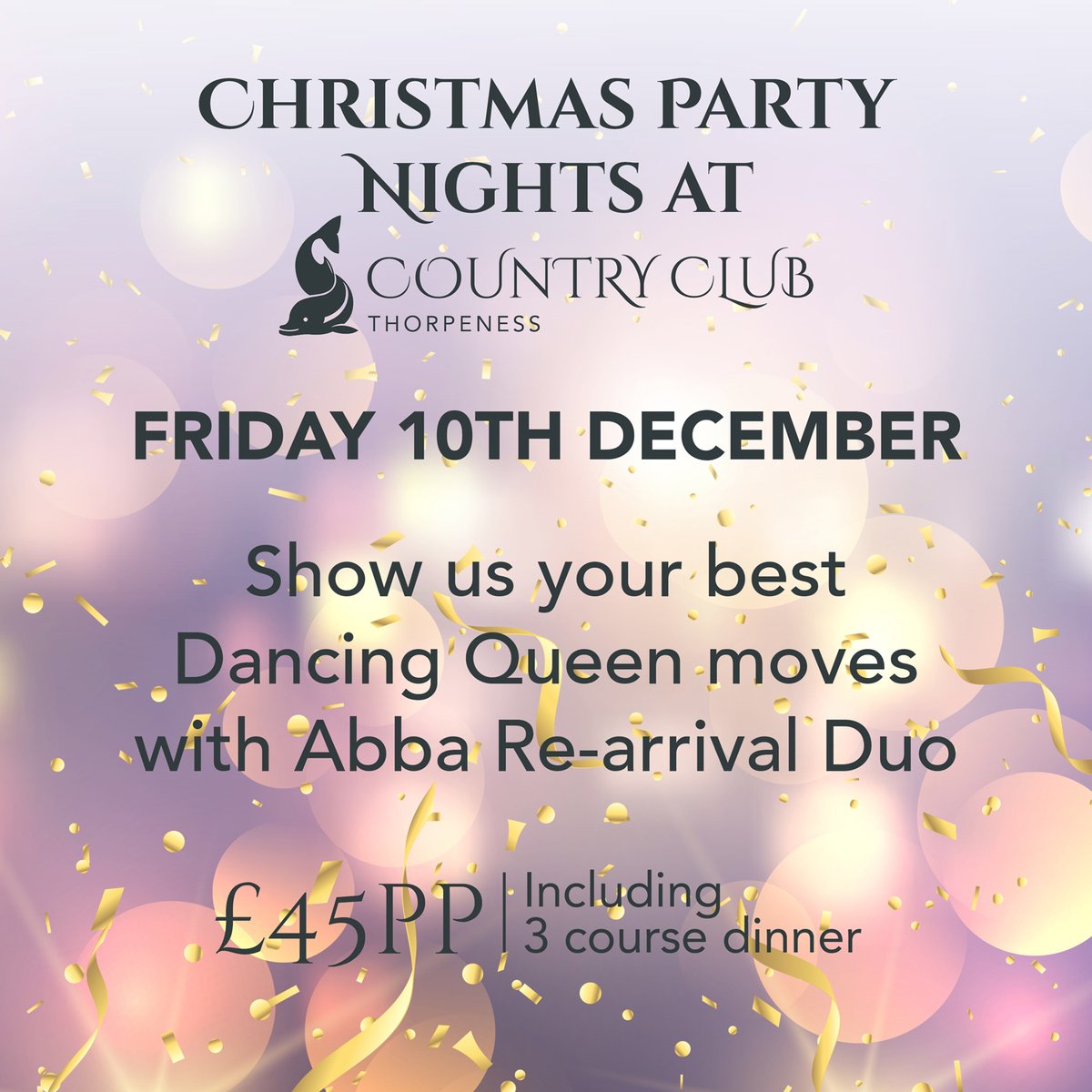 🎤 Don't miss your chance to sing your heart out to the best of Abba at Thorpeness Country Club on Friday 10th December! 
We're still taking bookings for our party night, but be quick, the countdown is on! Just £45pp 🎉
thorpenesscountryclub.co.uk/events/christm…