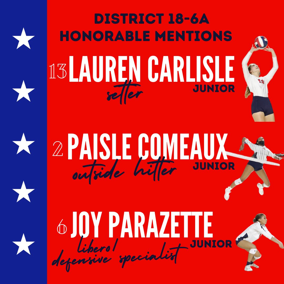 What a season, Lady Texans!! We are so proud of the progress made and desperately look forward to being back on the court next season. HYPE it up for our girls who were named as District 18-6A Honorable Mentions!