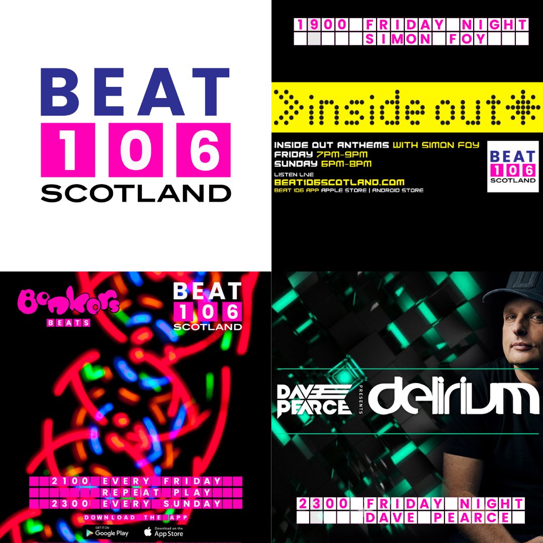 beat106scotland's tweet photo. Friday night on @beat106scotland - It's time to welcome the weekend!
7pm - Simon Foy with #InsideOutAnthems and the last tix to @SWG3glasgow next weekend - @insideoutgla 
9pm - #BonkersBeats - with #Sharkey &amp; @FracusAndDarwin #Bonkers4Life 
11pm - @dj_davepearce with @djmadwave https://t.co/6vCquATR5g