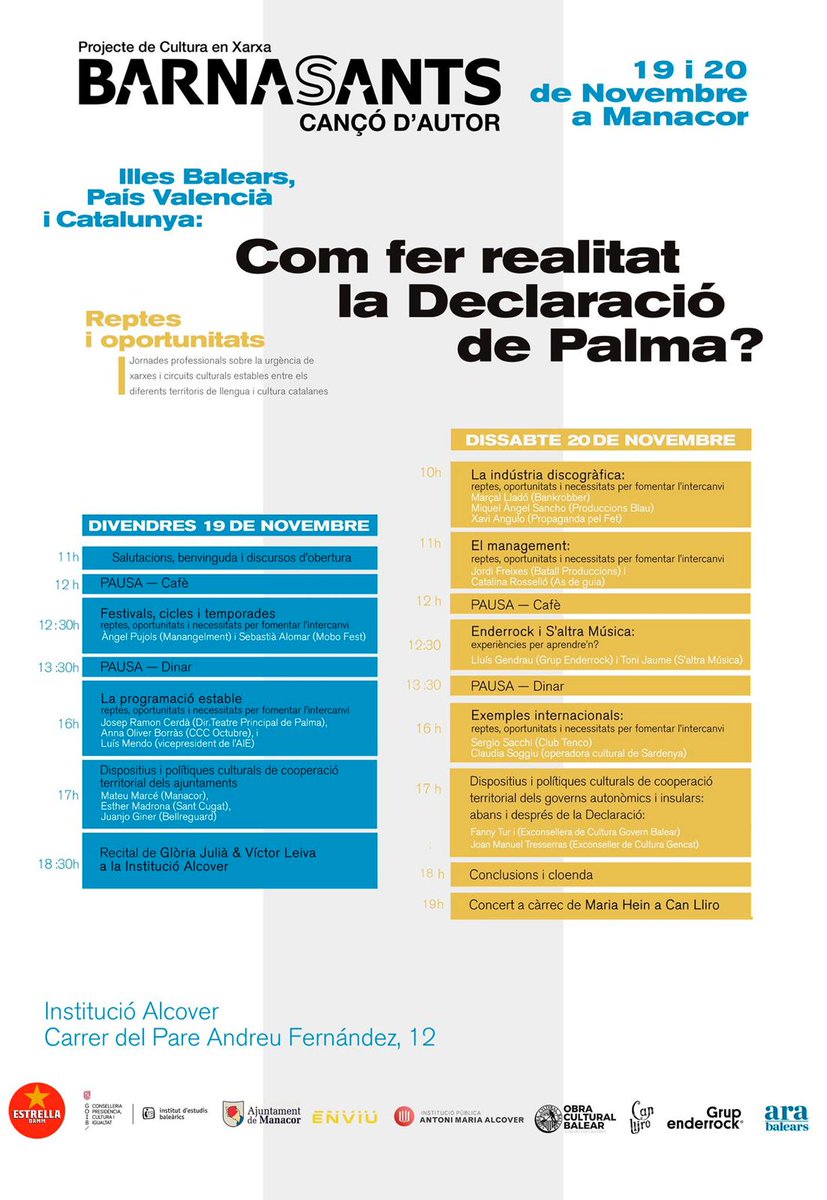 giner_juanjo's tweet photo. Hem participat de les jornades organitzades per @barnasants i hem compartit la necessitat de crear una xarxa cultural municipal als territoris del mateix domini lingüístic.
Els diferents ajuntaments ens posarem a treballar coordinadament per fer-ho possible.
#DeclaracioManacor https://t.co/956Uy9PDgM