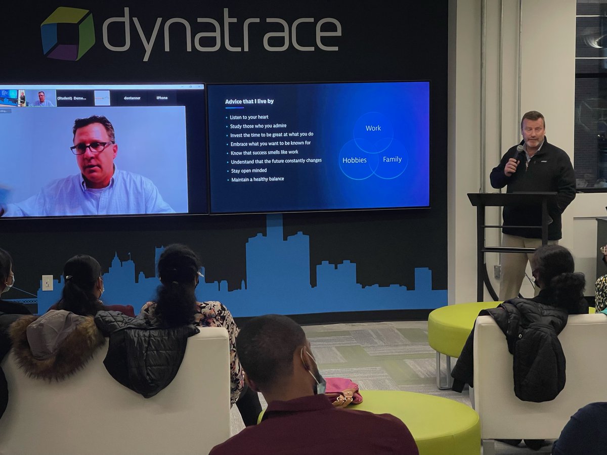 ExperienceITDET's tweet photo. A tremendous thank you to @Dynatrace for giving generously of their space, time and insights Thursday night in Detroit and hosting our students and team members. Great to see everyone in person! https://t.co/aYZDVtP5cd
