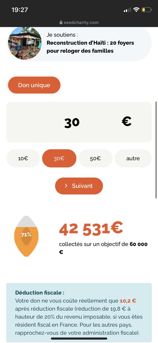 42 000 € sur 60 000 c’est magique continuez nous sommes presque au bout svp , un partage c’est déjà un DON #POURHAITI 🇭🇹 . 💜