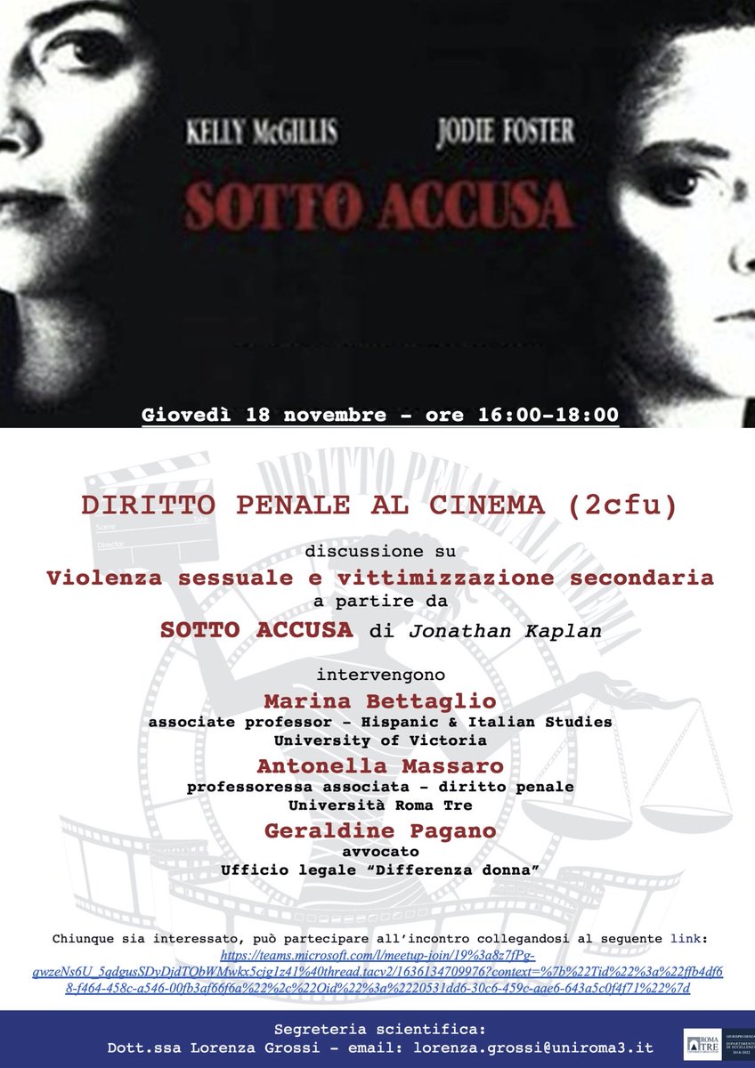 Law on Screen: Dr. Marina Bettaglio ⁦<a href="/Insonniamarina/">Marina Bettaglio</a>⁩ was invited to join Italian law experts on gender-based violence at Università Roma 3.