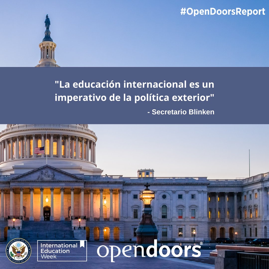 En el cierre de #SemanaInternacionalDeLaEducación reiteramos el compromiso de #EEUU con la educación superior y destacamos los aportes vitales de los estudiantes internacionales p/diplomacia, innovación e intercambio cultural, que fortalecen la #Prosperidad🌎 #OpenDoors #IEW2021
