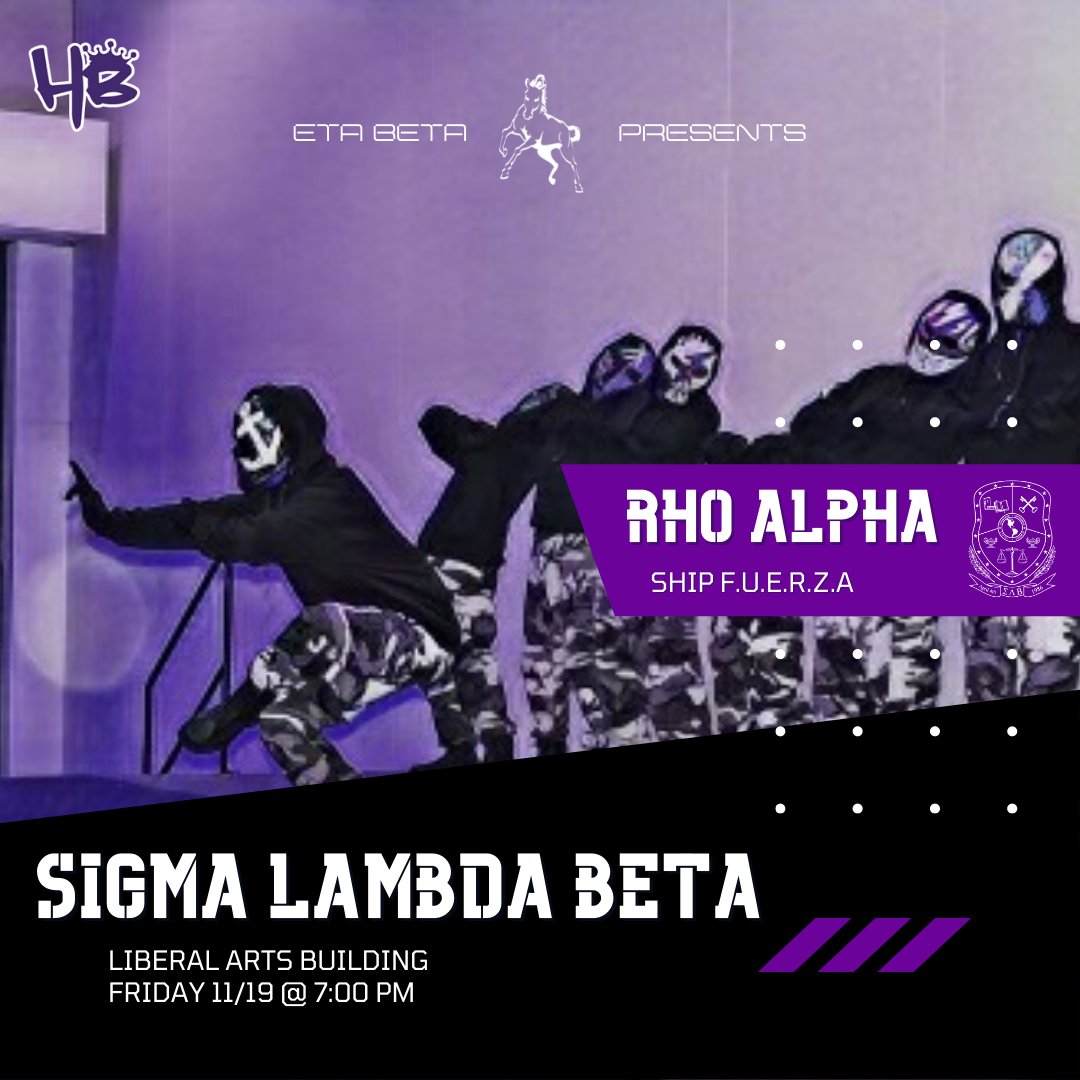 tamubetas's tweet image. The Eternal Eta Beta chapter of Sigma Lambda Beta would like to cordially invite you to meet our Fall 21 Line, SHIP FUERZA 💪 Hope to see you all there! 
 
#ΣΛΒ #Fall21 #Brotherhood  #ProbateSZN