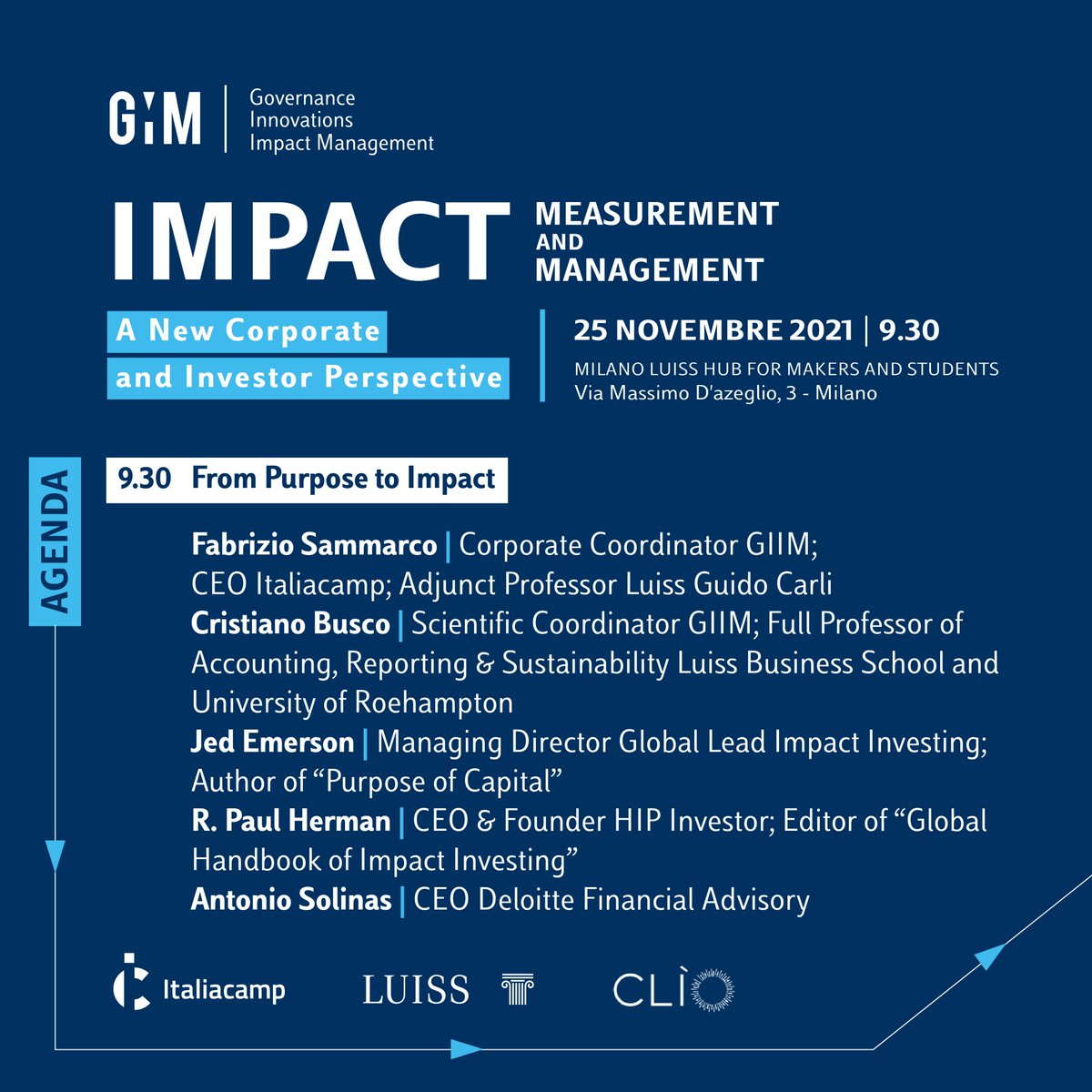 Italiacamp's tweet photo. Il 25 novembre l’osservatorio #GIIM ha organizzato “Impact Measurement and Management - A New Corporate and Investor Perspective”, un confronto tra gli attori che si stanno impegnando nel pianificare, gestire, misurare e riportare l’impatto sociale e ambientale. https://t.co/grBJVruFFm