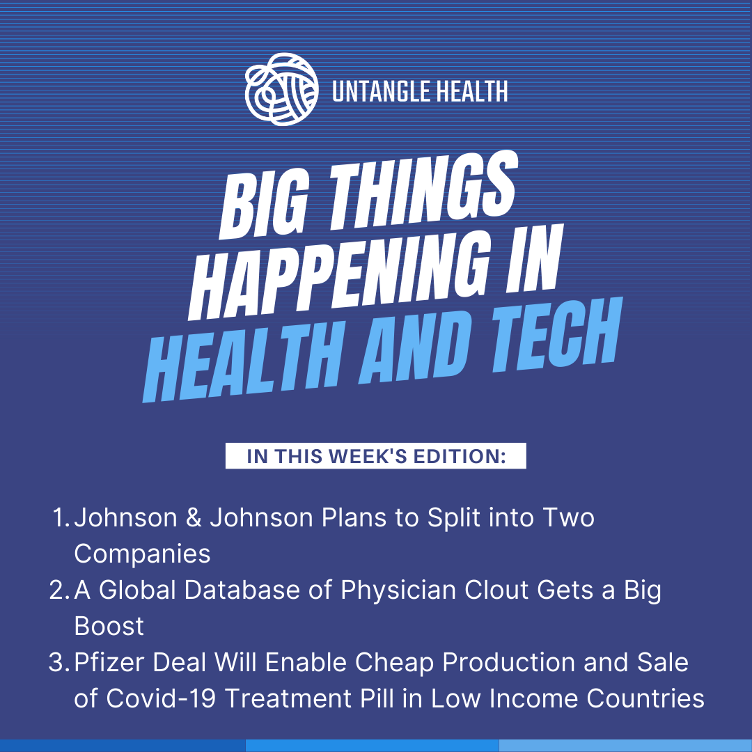 untanglehealth's tweet image. What action in #healthcare and #technology should you be keeping up with? Untangle Health has you covered. This week’s happenings cover @JNJNews, @h1healthcare, @pfizer and more.