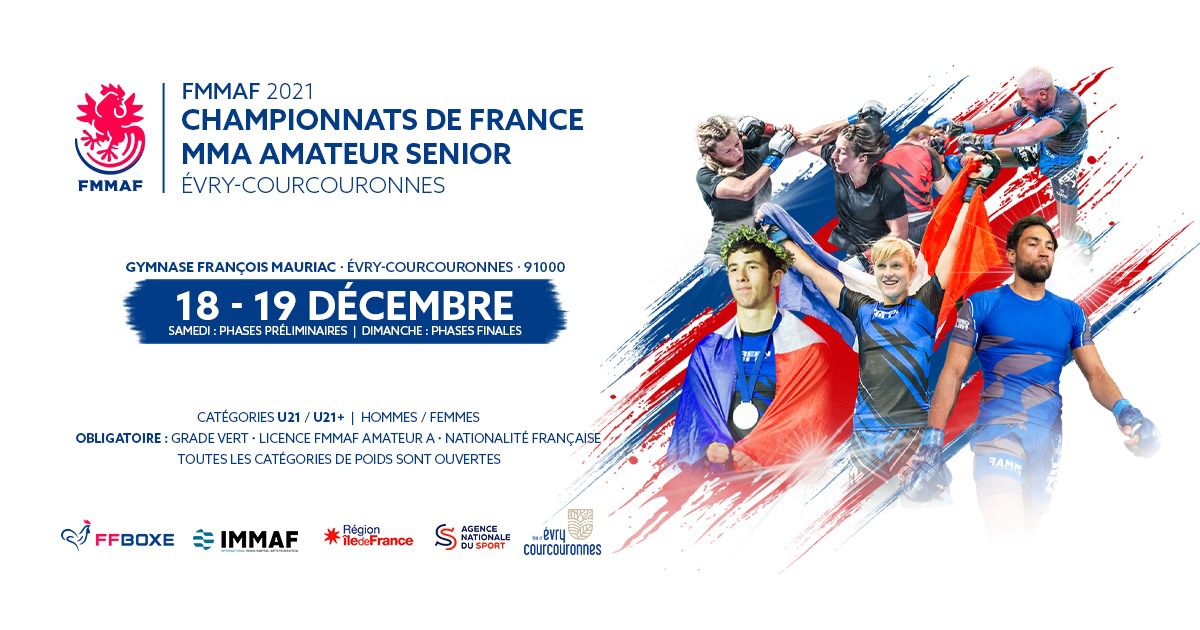 FMMAF_France's tweet photo. 🔊Les premiers Championnats de France Amateurs MMA Senior sont annoncés pour le weekend du 18 et 19 Décembre 2021.

Ils se dérouleront au 📍 gymnase François Mauriac, à Évry-Courcouronnes. https://t.co/N2XkZw0AFm