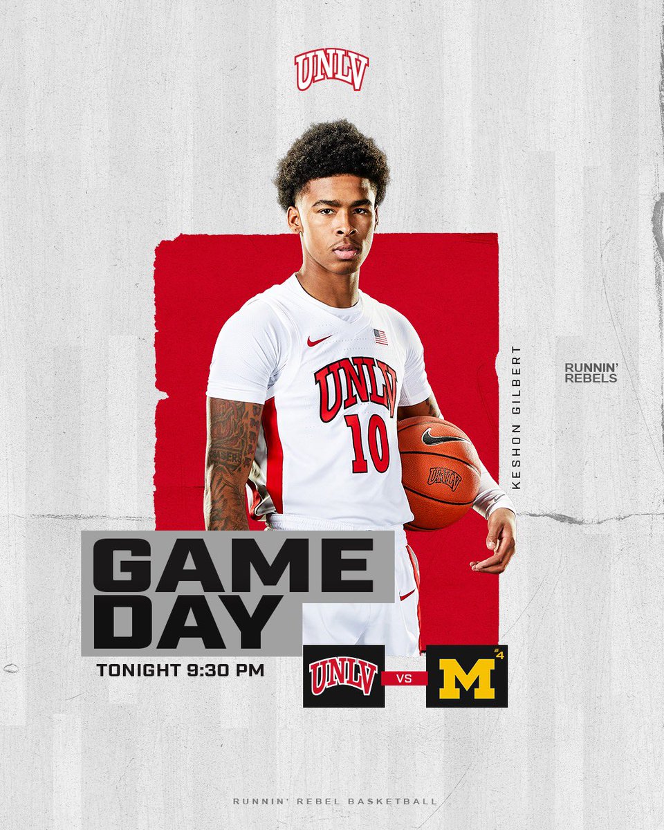 TheRunninRebels's tweet photo. LATE GAME ON THE STRIP VS #4 TONIGHT 😈

🆚 #4 @umichbball 
⏰ 9:30 PM
📍@TMobileArena 
🎟 https://t.co/z1Qtc6orqd
📺 ESPN 2
📻 @ESPNLasVegas https://t.co/dO7V2VVEA1