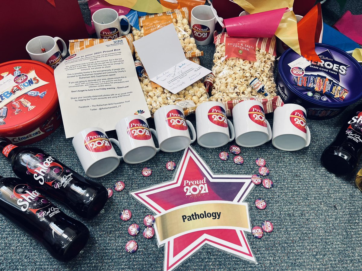 DanTFirth's tweet photo. Thank you for our goody box 😊Pathology shortlisted for Non-Clinical team of the year! Ready for tonight’s Proud awards! 🤞 #pathology #BRILS @RotherhamNHS_FT @BrilsTeam @IBMScience https://t.co/OkP1ix2ImA