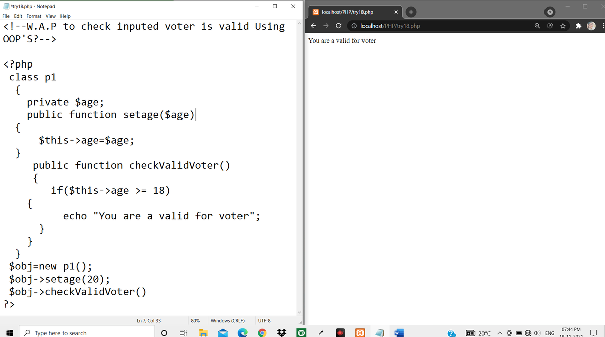 YadavNandani1's tweet image. #Day70,#100DaysOfCode ,#OpenSource ,#DEVCommunity ,#GirlsWhoCode ,#WomenWhoCode ,#Coding ,#PHP,#CodeNewbie 
@_100DaysOfCode
  today I learn check inputed voter is valid Using OOP&apos;S?