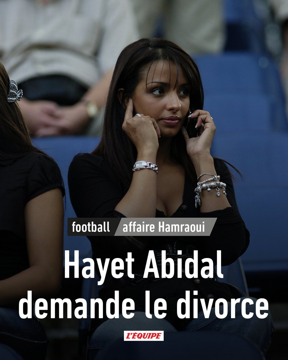 lequipe's tweet photo. Hayet Abidal, l'épouse de l'ancien défenseur des Bleus, a annoncé ce vendredi son intention de demander le divorce, son mari lui ayant « avoué entretenir une relation adultérine avec Madame Hamraoui », récemment agressée. https://t.co/KR0wXbwu0P https://t.co/Fkz1NQzC7t