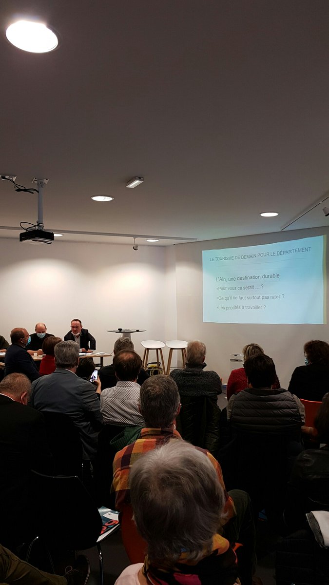 Aintourisme (@aintourisme01) on Twitter photo Futur #LivreBlanc du Tourisme de l'#Ain 2022/2028, après la présentation du bilan 2016/2021, les questions et les échanges commencent... On construit ensemble <a href="/otbourgenbresse/">Bourg-en-Bresse destinations - Office de tourisme</a> <a href="/VisentinManu/">Emmanuel Visentin</a> <a href="/haut_bugey/">Haut-Bugey Tourisme</a> <a href="/damienabad/">Damien Abad</a> #terrevalserine Futur #LivreBlanc du Tourisme de l'#Ain 2022/2028, après la présentation du bilan 2016/2021, les questions et les échanges commencent... On construit ensemble <a href="/otbourgenbresse/">Bourg-en-Bresse destinations - Office de tourisme</a> <a href="/VisentinManu/">Emmanuel Visentin</a> <a href="/haut_bugey/">Haut-Bugey Tourisme</a> <a href="/damienabad/">Damien Abad</a> #terrevalserine