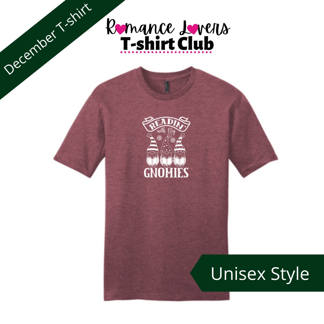 Have you seen the December t-shirts from #BookBoxBabe's #RLTshirtClub? Order yours by 11/28 for shipping by mid-December: geni.us/RLTshirtClub #booklover #gnomies #gnome #amreading