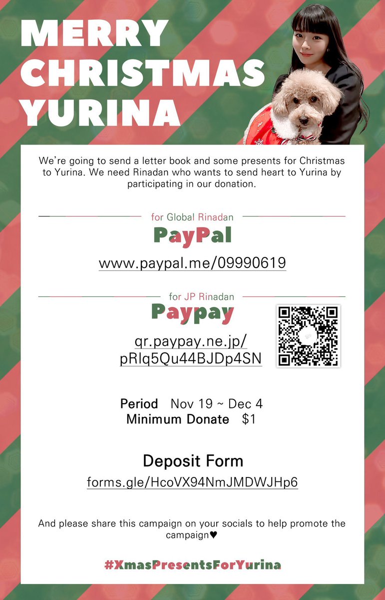 YurinaUnion's tweet image. Rinadans! @YurinaUnion together with @PRINCESSYURINAA @Yurina_Gall and @yurina990619 is planning a special project for #YURINA! 

The #XmasPresentsForYurina plans to send gifts and a message book to Yurina in the coming holidays. More details are in the poster below!