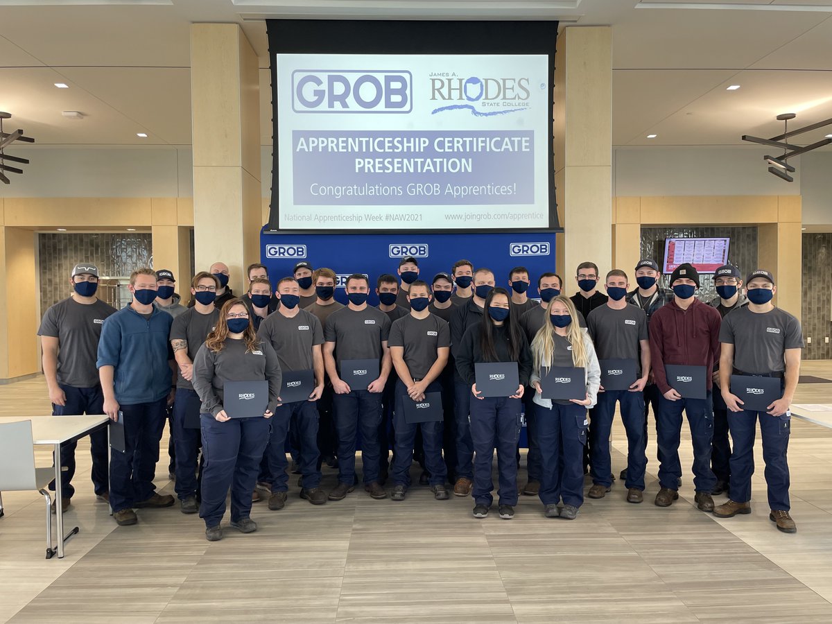 For #NAW2021, we partnered with @RhodesStateLima to recognize 34 GROB apprentices for earning their journeyperson certificates. Congratulations to our 4th-year apprentices for their hard work and dedication during their apprenticeship journey!