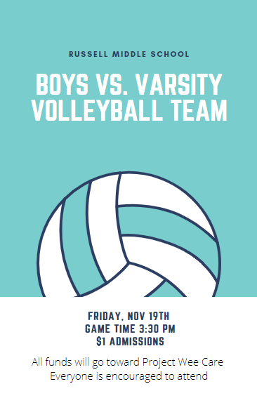 Today's the day.  Come watch the girls take on the boys in volleyball.  All proceeds go to Project Wee Care.  <a href="/mps_russell/">Russell Middle</a>