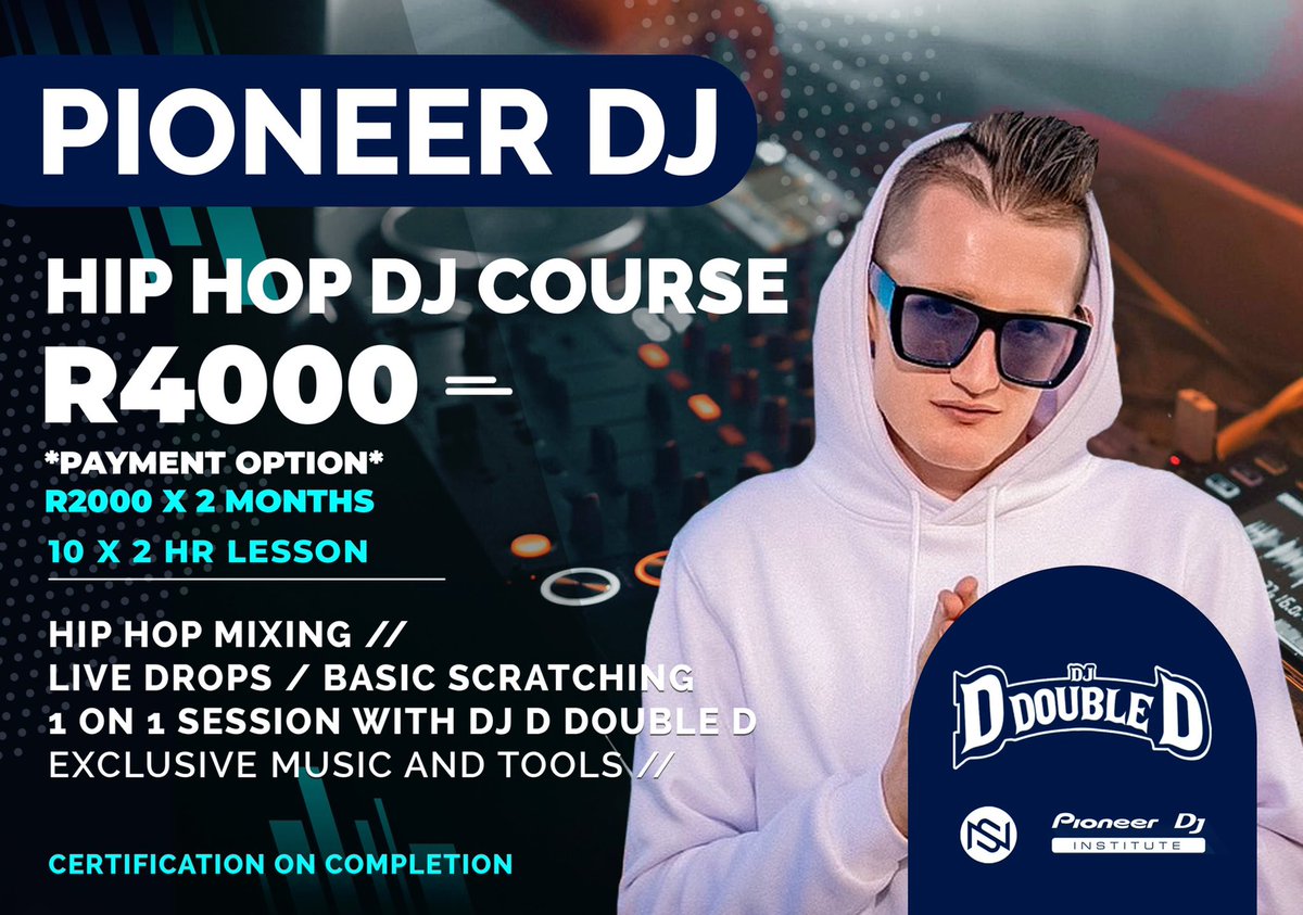 Enroll in my Hip Hop DJ course with <a href="/Djandmusicins/">DJ And Music Production Institute</a> was R4000 now going for R3150 for a limited time ! ⏰ HURRY !!!

Black Friday x2 Weekends have arrived! Grab your Fav course at a discounted price !

Need to enrol, or chat to a Lecturer?
Whatsapp - 081 4677112