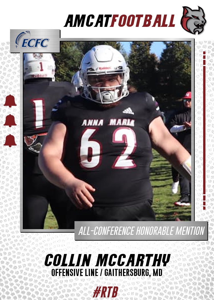 AMCAT_Football's tweet photo. Congratulations to Collin McCarthy for his ECFC All-Conference Honorable Mention!
🔔🔔🔔
#RTB https://t.co/XGoHd4cnjd