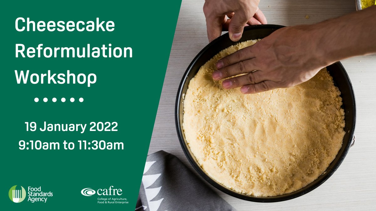 FSAinNI's tweet photo. “66% of NI consumers want to see more food reduced in sugar.” If you are a food business interested in reformulating cheesecake, join us & @DiscoverCAFRE at our #CheesecakeReformulation workshop on 19 Jan 2022.
Register now: https://t.co/l0HhhVhIAA https://t.co/2p2H3AND6k
