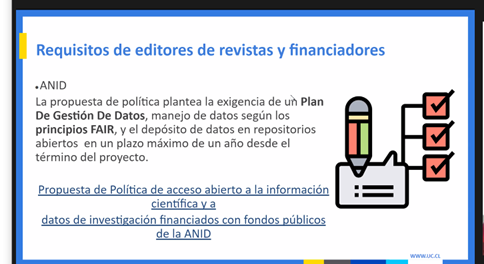 Shiquimico's tweet photo. Muy bueno, y necesario taller de @Bibliotecas_UC sobre la Gestión de Datos en la Investigación.
Principio F.A.I.R. para datos y repositiorios web. https://t.co/1t05jGzzvX