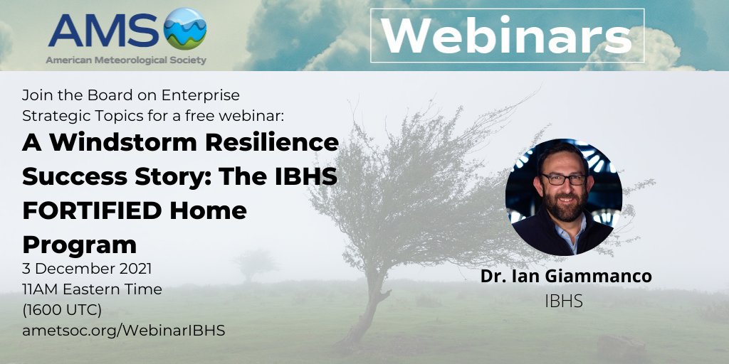 Interested in learning more about successful windstorm mitigation and the @ibhshailstudy FORTIFIED Home Program? Join this @ametsoc webinar with @igiammanco33 on Dec. 3rd at 11am ET. Register here: register.gotowebinar.com/register/58098…