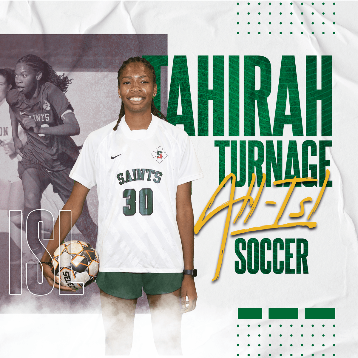 SSSAS_Athletics's tweet photo. SHOUT OUT! ALL-ISL! Congrats to Tahirah Turnage for being named to the All Conference team in Soccer!
#onesaint | #saintssoccer | #allisl https://t.co/mYauG5rQQm