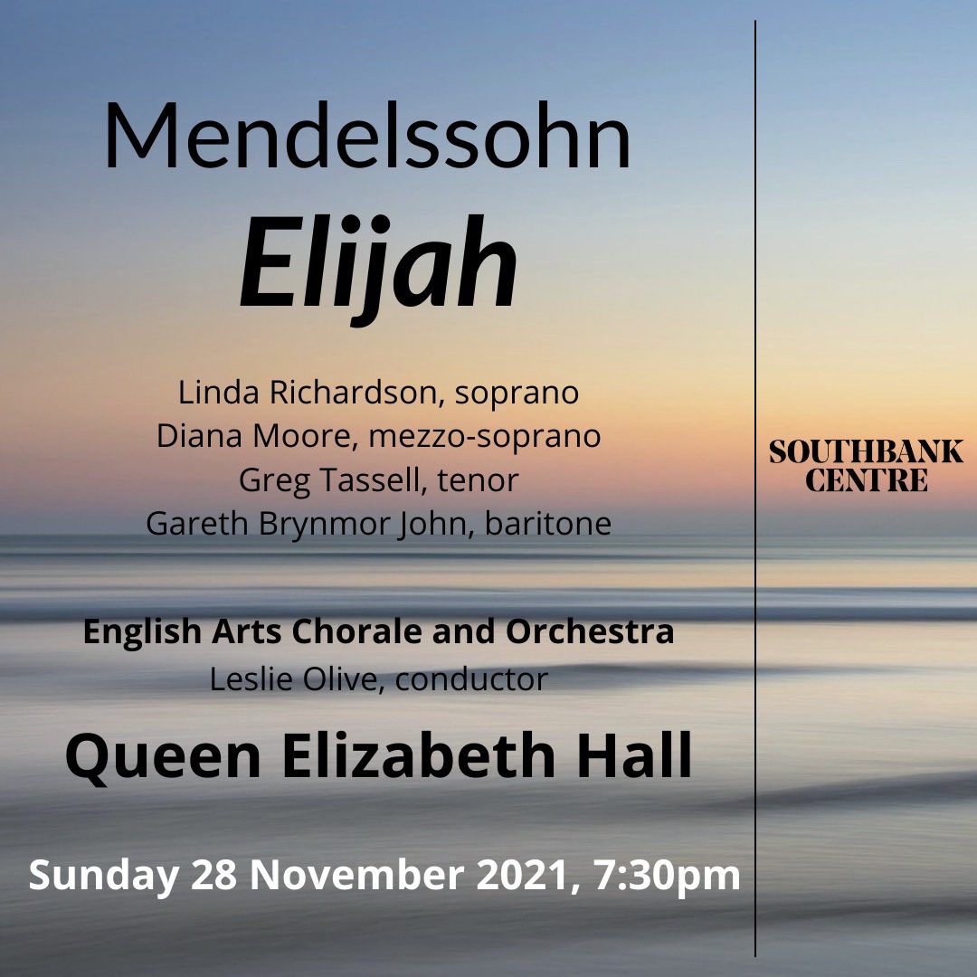 Don’t forget to secure your tickets from <a href="/southbankcentre/">Southbank Centre</a> to hear Elijah tickets.southbankcentre.co.uk/select-area/12… #London #ClassicalMusic #classicalconcert #oratorio #whatsonlondon #southbankcentre #queenelizabethhall