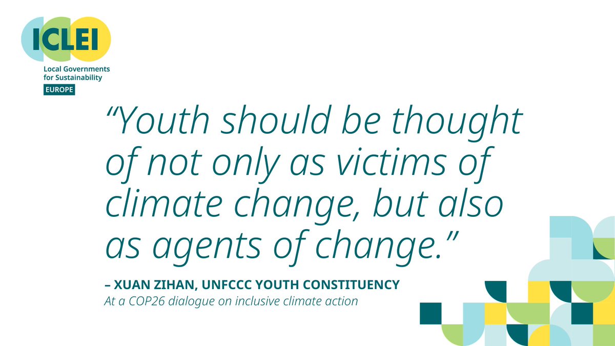 ICLEI_Europe's tweet photo. Youth can bring forward innovative ideas to tackle climate change💡

At #COP26 it was great to hear from @Zihan_Xuan, representing the youth constituency of @UNFCCC, during a session at #Time4MultiLevelAction Pavilion.

📺https://t.co/eeMQluFsNW https://t.co/dnoqxDXgi2