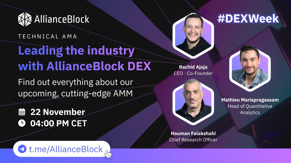 Nexera_Official's tweet photo. #DEXWeek is nearly here and we canβt wait! βοΈ
Weβll kick off Monday with a Telegram AMA with our CEO @AjajaRachid joined by our CRO @HoumanF and Head of Quantitative Analytics, Matthieu Mariapragassam.
Join us here to learn more about our #DEX: https://t.co/uZ83HX7zTE
$ALBT https://t.co/bwkkN6TW9C