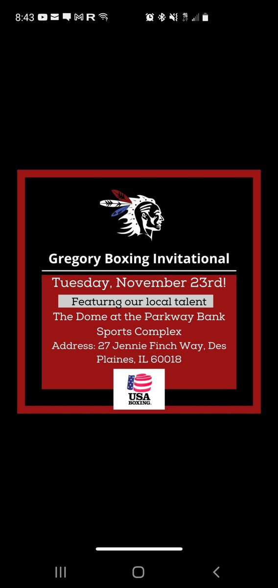 Hawk Nation….special shout-out to one of Maine South’s own, Talia Halvorsen, as she will be taking part in the Gregory Boxing Invitational on November 23 at 7pm at the Rosemont Bubble!  Go Talia!