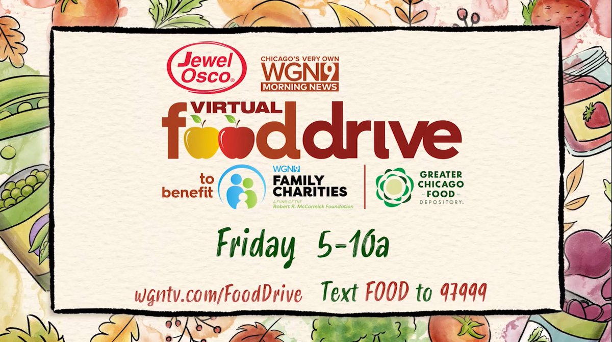 Happening now! The 8th annual WGN Morning News Food Drive. All proceeds will benefit the Greater Chicago Food Depository, via the WGN Family Charities, a fund of the Robert R. McCormick Foundation. #WGNFoodDrive