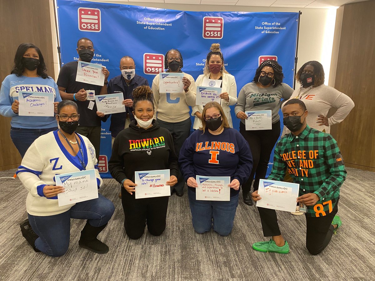 OSSEDC's tweet photo. Today is #WhyApplyDC Day! Celebrate with us by sharing why you believe students should apply to college. Create memories, explore opportunities, the reasons to apply are endless! https://t.co/8KF4L0iYI2