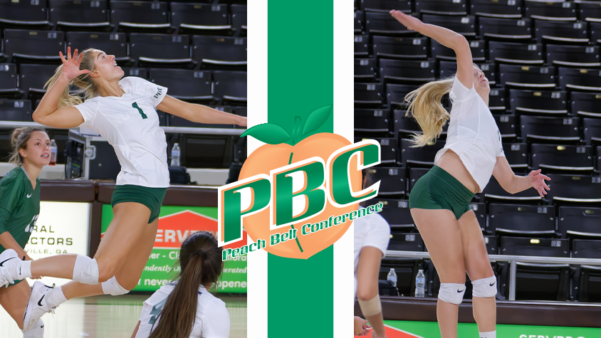 GCSUBobcats's tweet photo. AWARDS: Bobcat Volleyball Lands Two on All-PBC Team

https://t.co/VSyjRedRMw

#ThunderBrought #GCVolleyball
Sarah Stewart and @Lambertvolleyba alum Ally Hall https://t.co/TMjN9q33m7