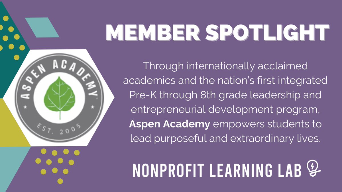 We are so grateful for our fantastic members. Today we're spotlighting <a href="/Aspen_Academy/">Aspen Academy</a> located in Greenwood Village, Colorado. Interested in becoming a member? Learn more on our website nonprofitlearninglab.org/membership