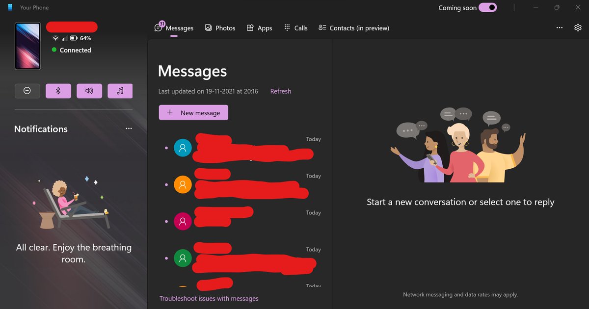 teatimereaders's tweet photo. do you use 'your phone' application in your windows pc?

BTW, your phone has been redesigned in its beta update. 
what do you guys think?
#yourphone #Windows https://t.co/WOeZwfeSaM