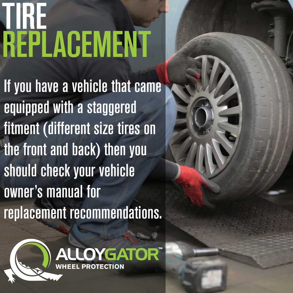 AlloygatorC's tweet image. Do you know what kind of tires you have?  Are they staggered?  Staggered means you have different size tires on front and rear.  It's important to know that for any tire and / or wheel maintenance you have done.
#alloygator
#wheelmaintenance
#staggered
#tires
#wheels