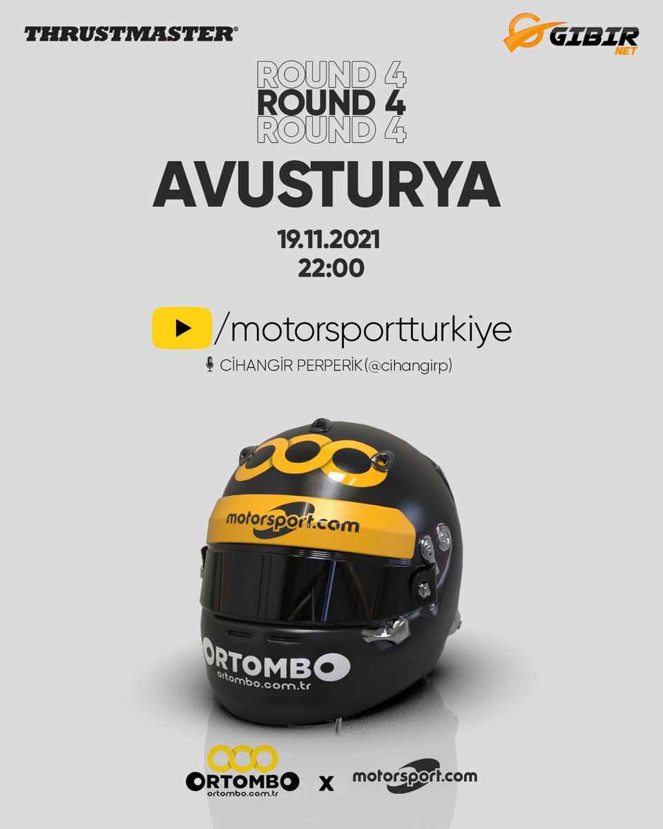 Bu akşam <a href="/motorsportcomtr/">Motorsport Türkiye</a> ile ortak düzenlediğimiz @F12021 turnuvamız sezonun 4.yarışı avusturya gp ile devam ediyor...

<a href="/gibirnet/">GIBIRNet</a> sponsorluğundaki turnuvamız saat 22:00'de <a href="/cihangirp/">Cihangir Perperik</a> anlatımıyla <a href="/YouTube/">YouTube</a> motorsport Türkiye kanalında....