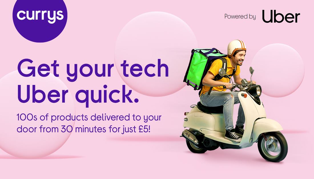 To celebrate joining forces with @UberEats_UK, we’re giving away 10 £100 Currys vouchers! 🤯 

To enter, retweet this post &amp; tag someone who needs this service for their tech emergencies with #CurrysPoweredByUber! 🚲 

Comp closes 22/11.
Full T&amp;Cs: bit.ly/3DFWdzK