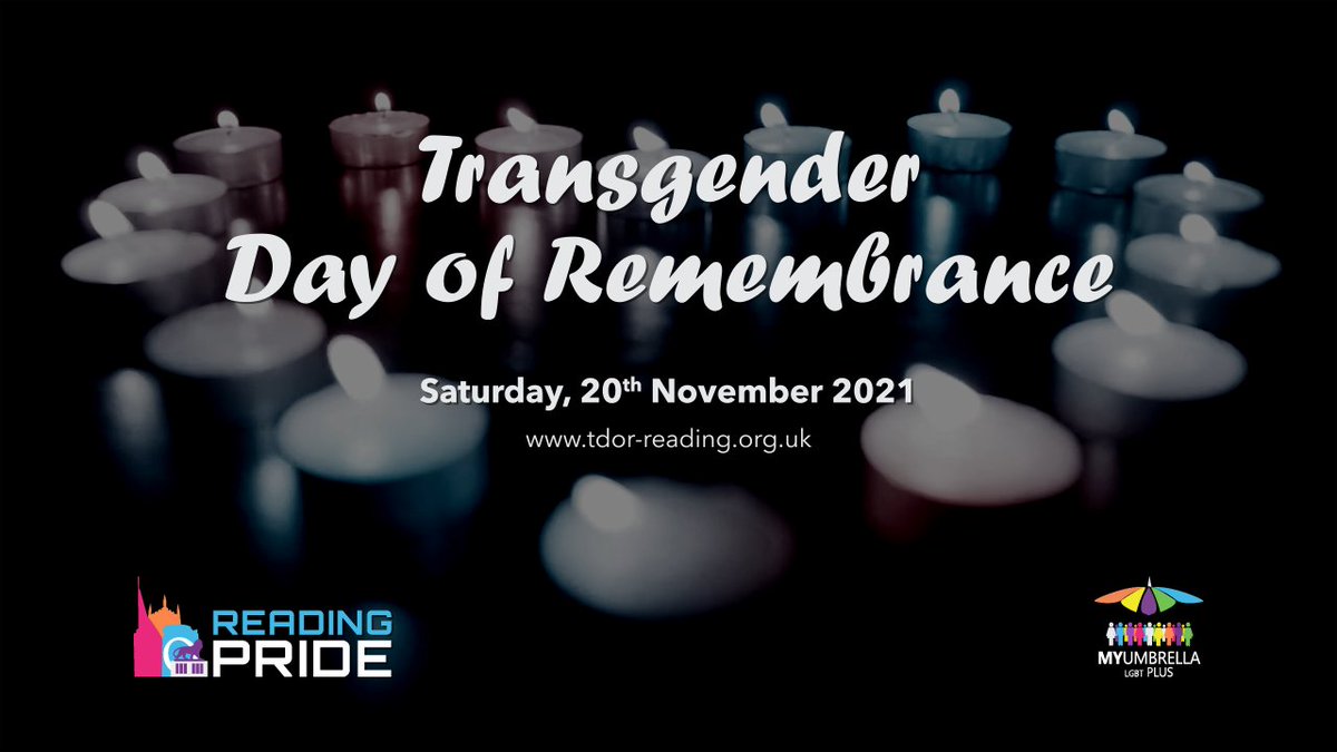 For this year's #TransDayOfRemembrance, <a href="/Reading_Pride/">Reading Pride (UK)</a>'s <a href="/MyUmbrellaUK/">MyUmbrella LGBT+</a> are holding a Vigil tomorrow evening from 6:30pm. Due to the ongoing COVID-19 pandemic the vigil will be held online, including via #RDGCultureLive

readingculturelive.co.uk/events/transge…