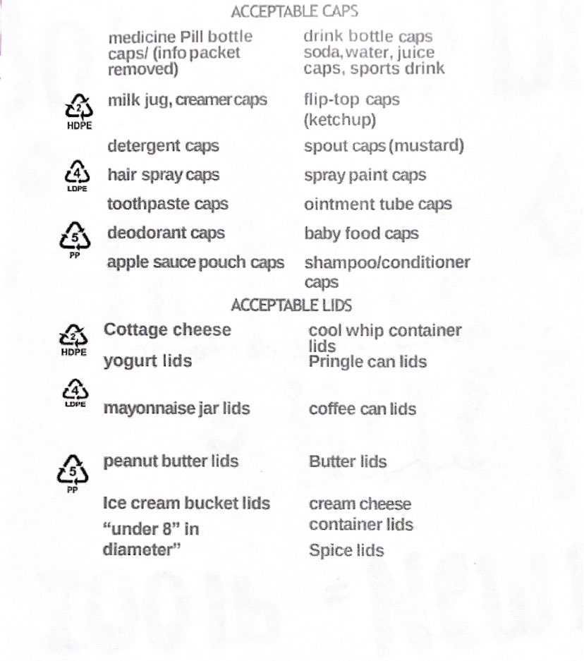 JagsSITM's tweet photo. 🚨reminder that we are collecting plastic lids and bottle caps! 🚨
we need 200lbs in order to make a bench! collection bins are currently outside MCMASTER and HARTLEY’S classrooms. make sure to save your lids over thanksgiving! check out the list below for acceptable lids! https://t.co/WKrAtwt04e