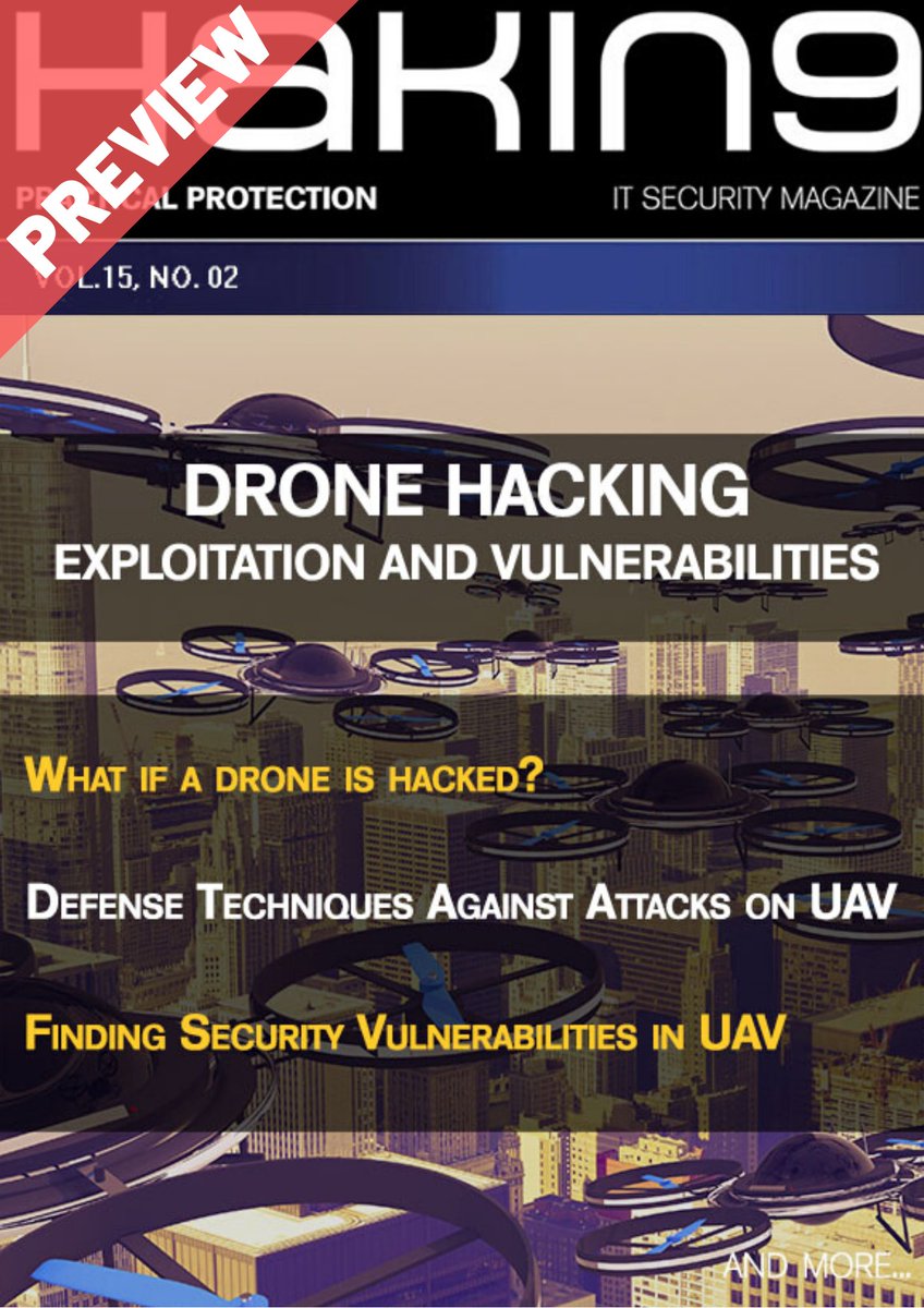 Hakin9's tweet photo. All about Drone Hacking - From exploits to prevention! Download a FREE edition and check what's inside! https://t.co/29KCMvYDFL
#infosec #cybersecurity #redteam #pentest #pentesting #hacking #hackers #coding #opensource #drone #UAV #exploit #dronehacking https://t.co/h5H3eugkVH