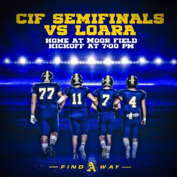 alhambrausd's tweet photo. @CoachMack007 @AlhambraSource @cityofalhambra @CoachVerstegen ALHAMBRA HIGH CIF FOOTBALL SEMI-FINALS 🏈

11/19/2021
7:00 PM – 10:00 PM

MOOR FIELD/4TH STREET

Students need to bring student I.D.
#GOMOORS‼️ 🏈 https://t.co/gkkJAeqZII