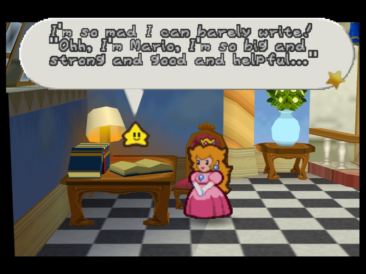 PaperMarioLog's tweet image. I'm so mad I can barely write! "Ohh, I'm Mario, I'm so big and strong and good and helpful..."
I hate him! But I'm not worried.