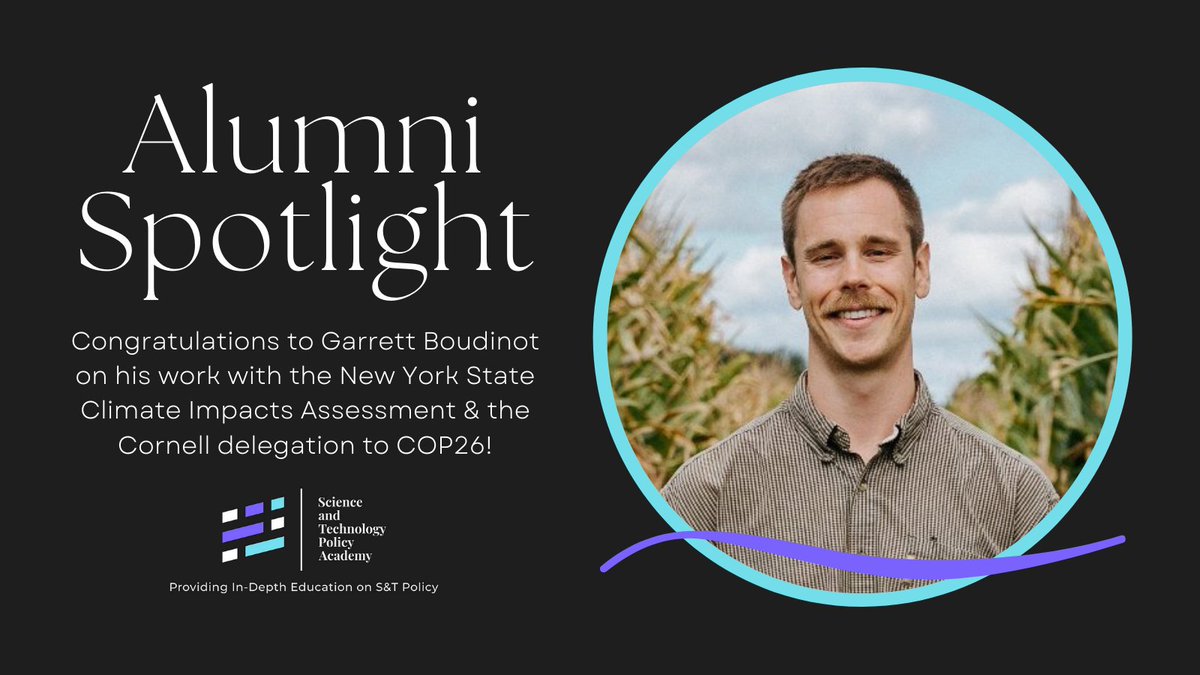 Congratulations to our alum <a href="/FGBoudinot/">Garrett Boudinot</a> who recently served on the <a href="/Cornell/">Cornell University</a> delegation to #COP26 and will also serve the state of New York with <a href="/NYSClimate/">NYS Climate Impacts Assessment</a>! 

Learn more about his upcoming work ➡ on.ny.gov/3Cwc42f