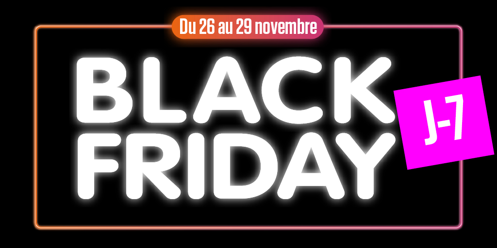 J-7 avant le #BlackFriday chez #GroupDigital ! 🤩
RDV le 26/11 pour découvrir nos offres de FOLIE. 😉
Et vous, êtes-vous prêts pour le top départ ? 🏁