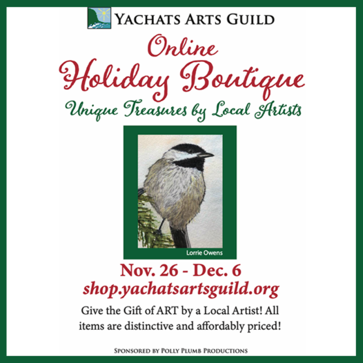 The Yachats Arts Guild is having a Holiday Boutique online beginning Nov 26 and ending Dec 6th. Give an affordable, original, unique gift this holiday season and purchase easily and safely online. Shop early - many of these are originals and one of a kind. yachats.org/event/yachats-…