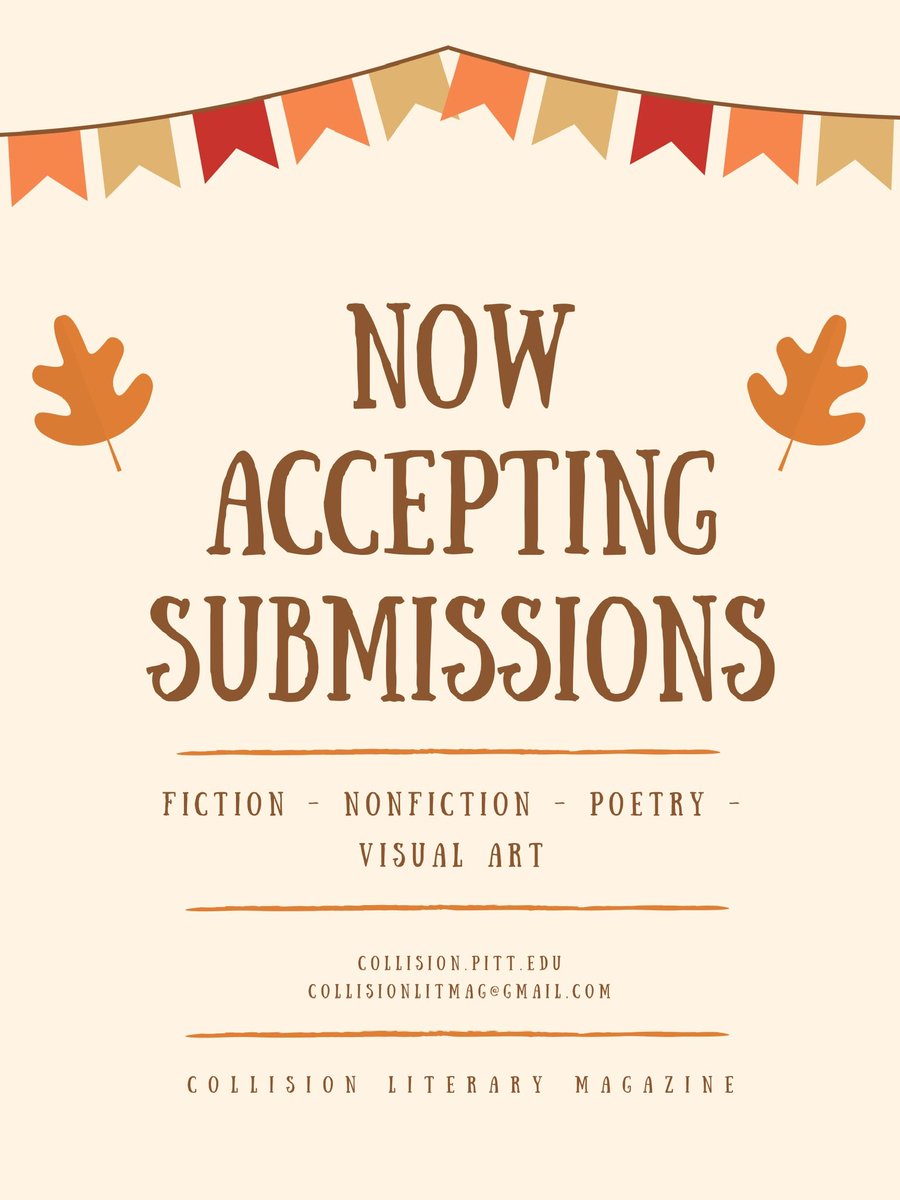 CollisionLitMag's tweet photo. Submission guidelines on our website! We can’t wait to review your work! 🥰🍁💜 https://t.co/zKtTswwhDW