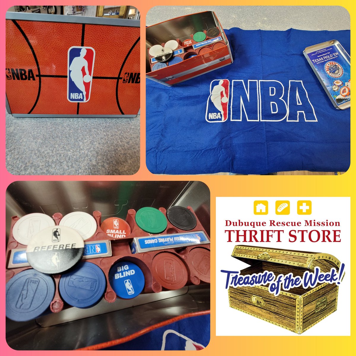 dbqrescue's tweet photo. Check out Week #4 of our #TreasureoftheWeek!

@NBA #poker #thrifting #thriftstore #rescuemission #helpthehomeless #homelessness #giveback #DubuqueIowa https://t.co/YO4NzfzKvC